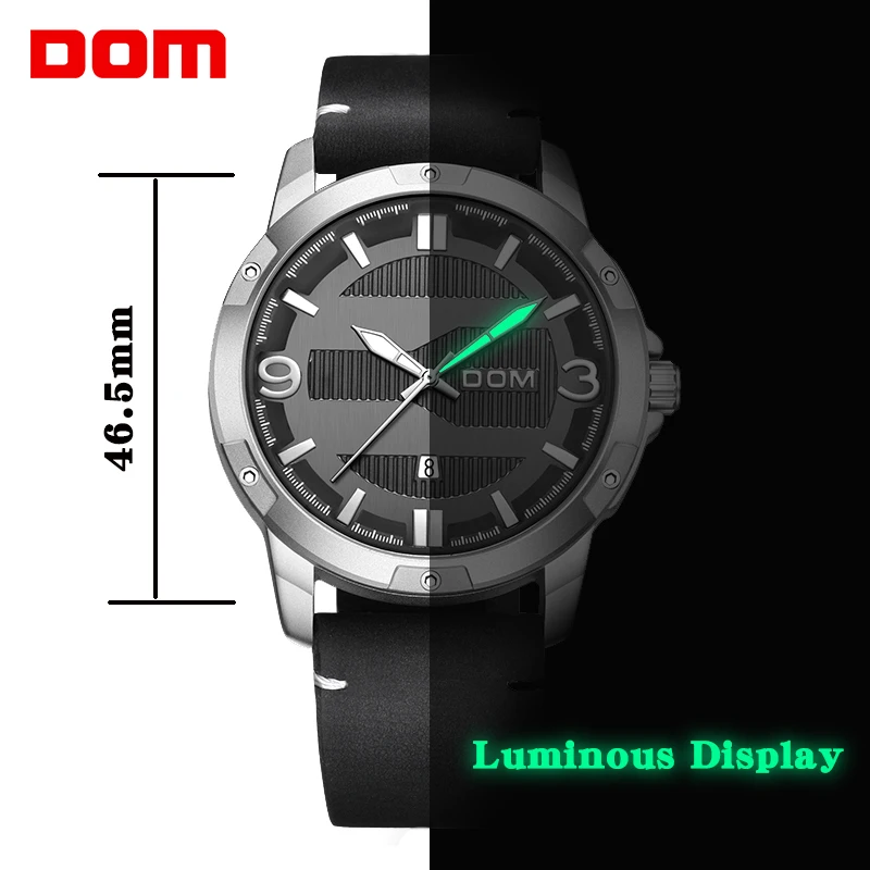 DOM новые модные мужские спортивные часы военные топ брендовые роскошные кожаные