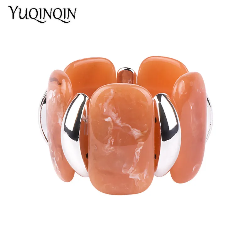 Женский Браслет-манжета эластичный из акрилового серебра и металла | Украшения