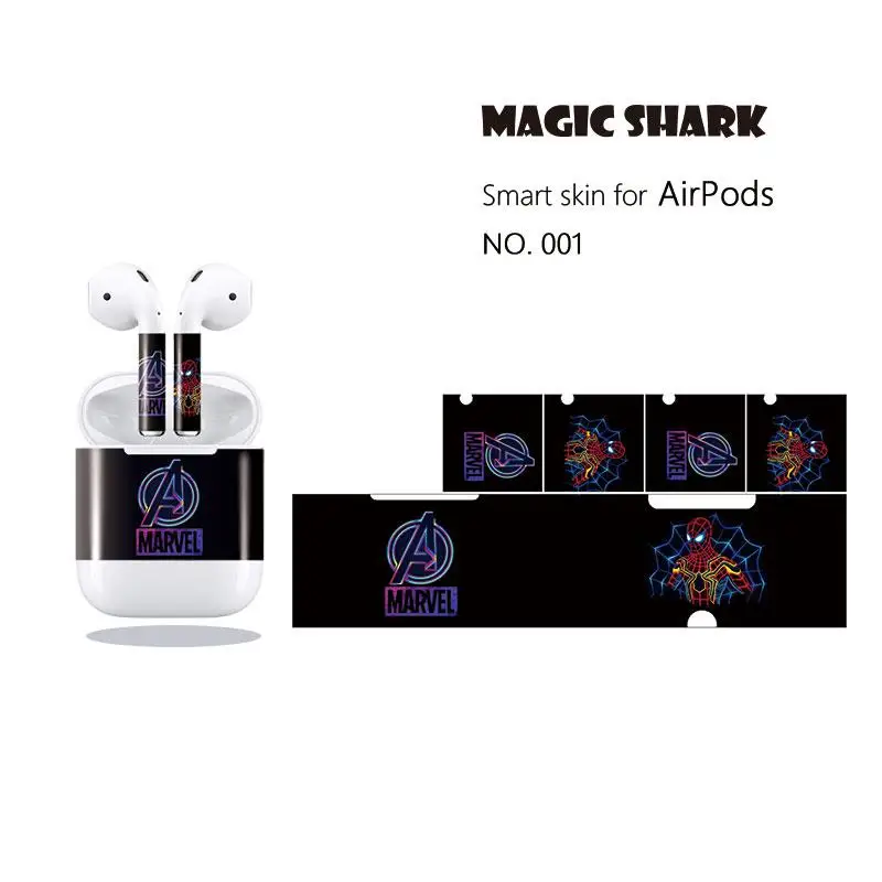 Водонепроницаемая ПВХ пленка Magic Shark Super Hero чехол для Apple Airpods 001 010|Наклейки