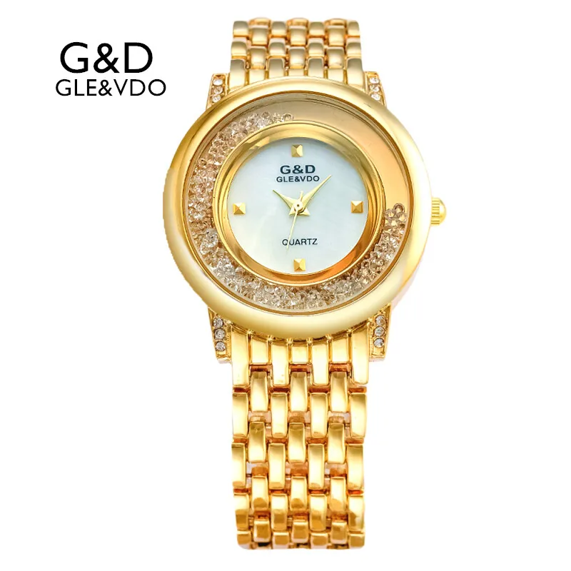 

2017 G&D GLE&VDO Womens Watches Golden Ladies Bracelet Watch Fashion Casual Quartz Wristwatches relogio feminino Creative Gifts