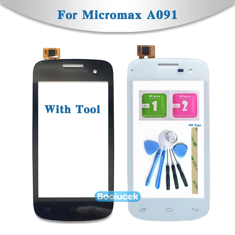 Высокое качество 4," для Micromax A091 сенсорный экран дигитайзер сенсор внешнее стекло объектив панель Черный