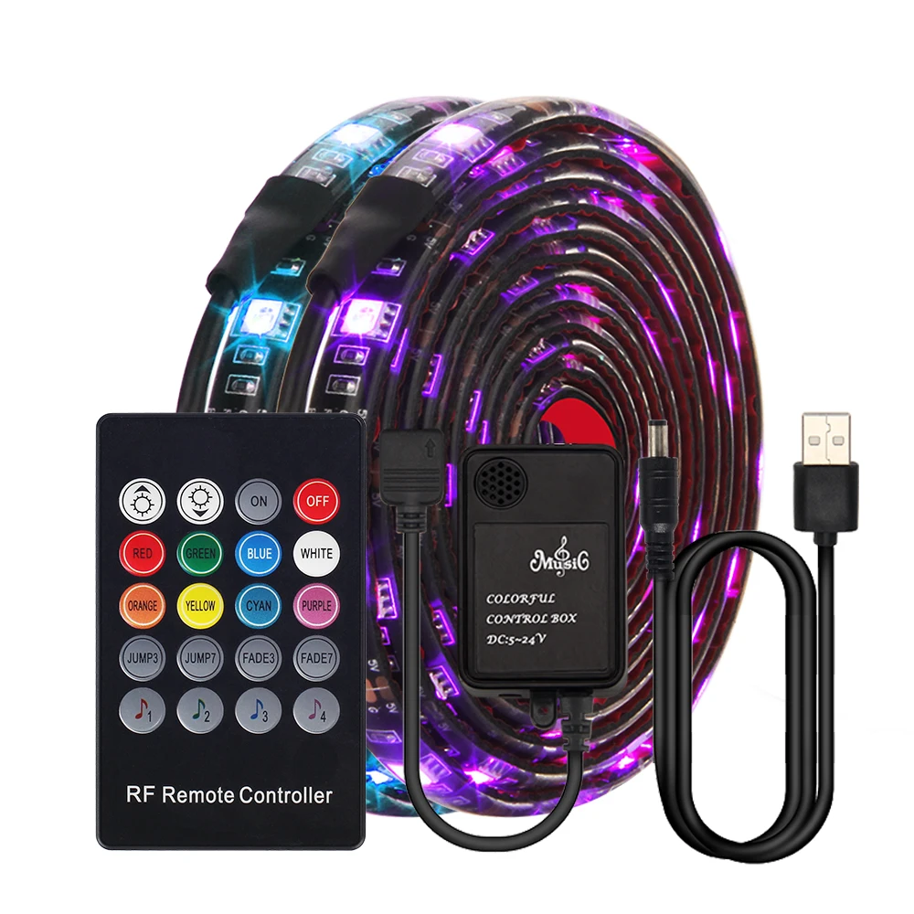 Светодиодная лента USB RGB для музыкального контроллера 0 5 м 1 2 светильник ТВ с