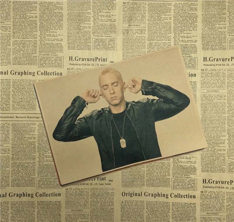 Винтажный Ретро постер Eminem в стиле рок певицы хип хоп матовая крафт бумага