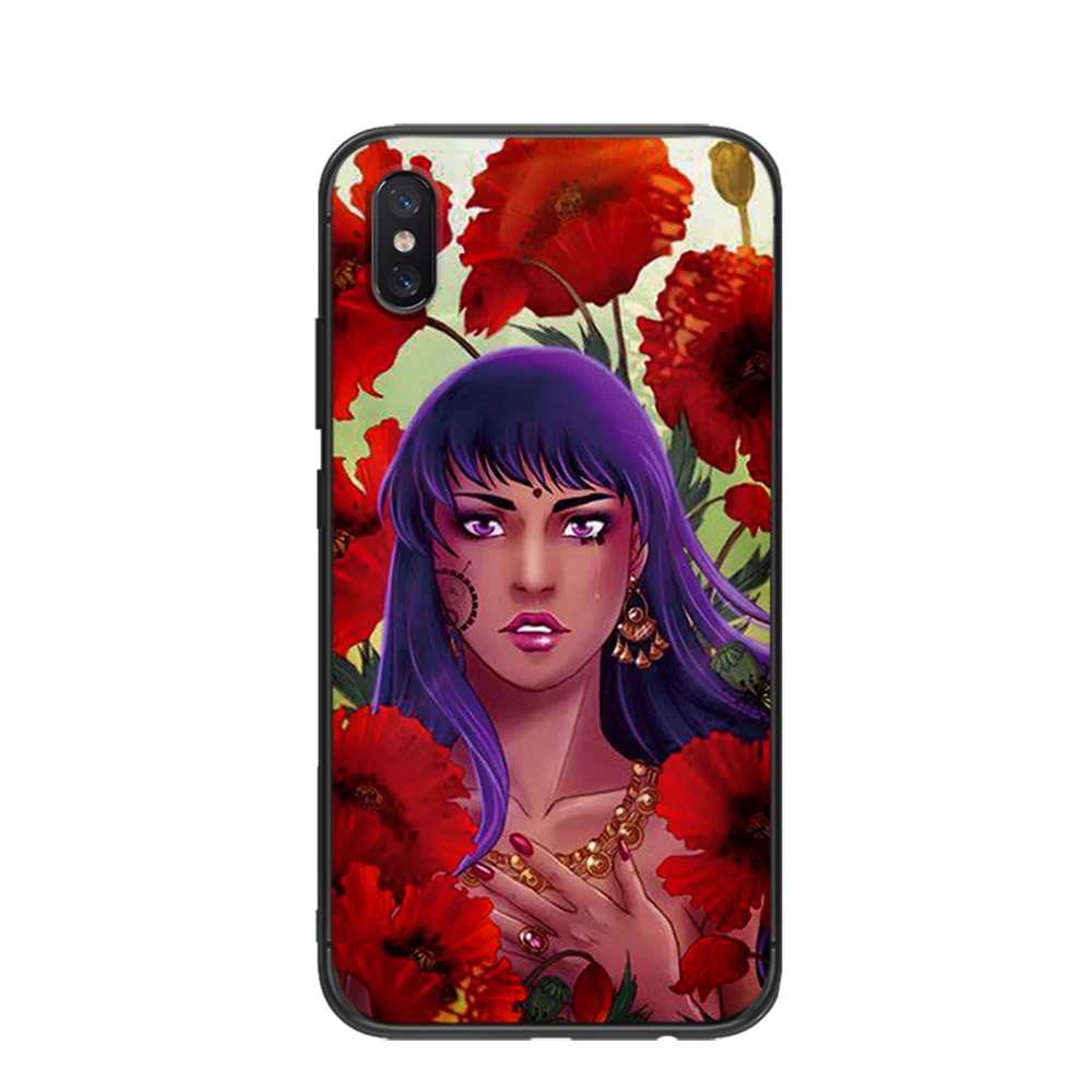 Красный Маки на черном стиле мягкий TPU для Xiaomi Redmi Mi6 8 9 A1 A2 F1 Plus чехол 5/5 M8 Lite
