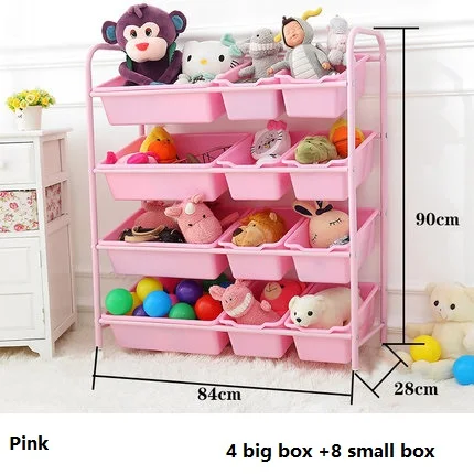 pink 28x84x90H cm Детская стойка для хранения игрушек, отделочная стойка для игрушек, многослойная стойка с роликом для детских игрушек, шкаф для хранения игрушек, коробка для хранения - Цвет: pink 28x84x90H cm