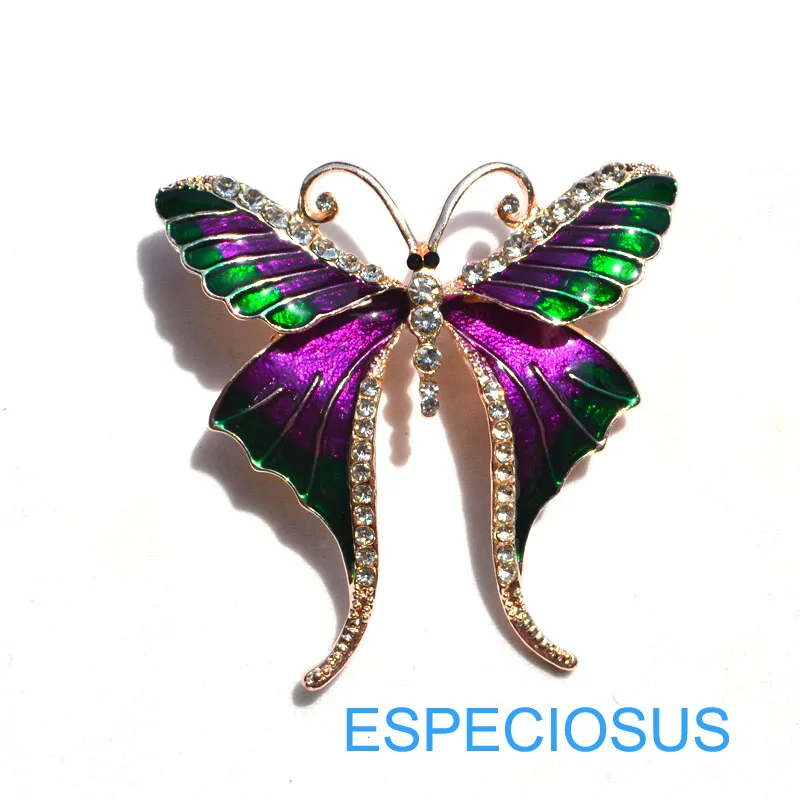 

Elegant Pin Gold Color Women Gifts Butterfly Rhinestone Breast pin Accessories Mix Color Jewelry Painted Aooly Brooch Garments