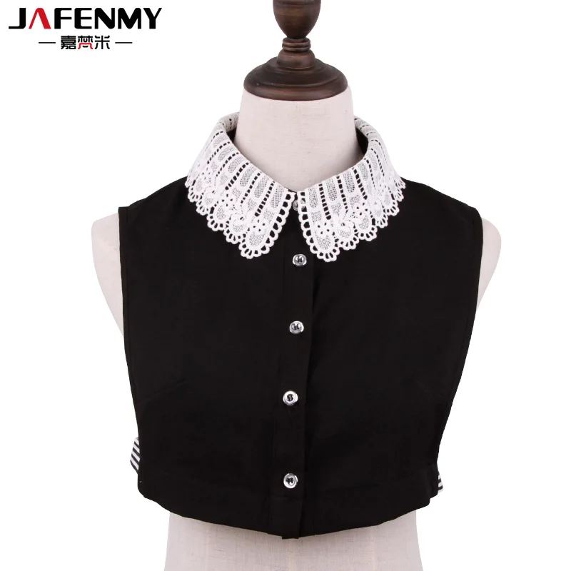 Женская блузка из шифона с ложным воротником отстегивающийся воротник черный