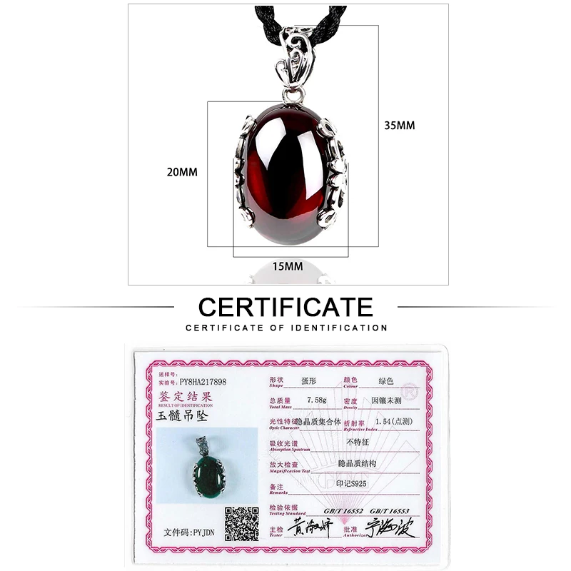 Женский кулон из серебра 100% пробы с зеленым халцедоном|pendants for women|pendant jewelrypendant 925 |