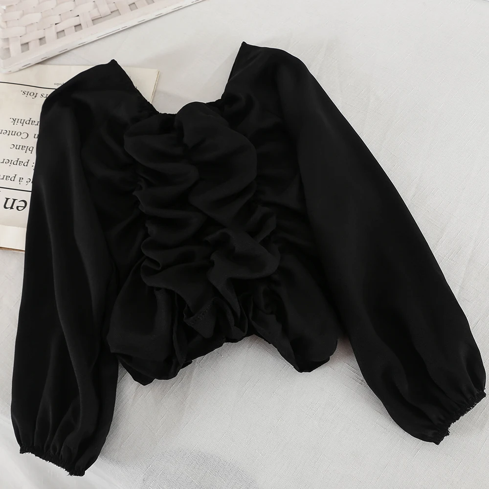 Коробова Корейский сладкий красный женская блуза с оборками 2019 Новое