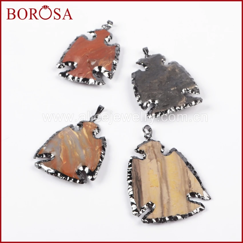 Ожерелье с кулоном BOROSA из грубого натурального камня черного цвета 5 шт. B0788 |