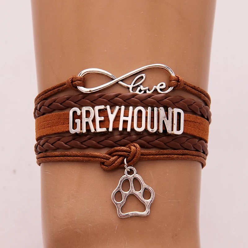 Браслет Infinity Love Greyhound подвеска собачья лапа Кожаные плетеные украшения для