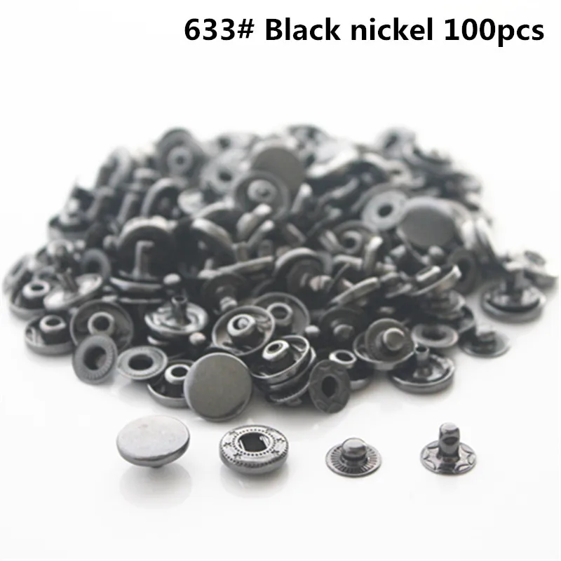 

100 sets of 633 gun color all copper snap button black nickel 1.2 cm buckle button snap fastener diy hand luggage accessories