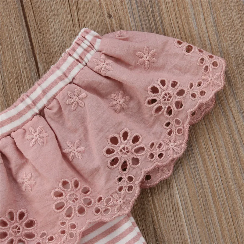 Pudcoco юбка-пачка для новорожденных девочек боди розовое кружевное Полосатое