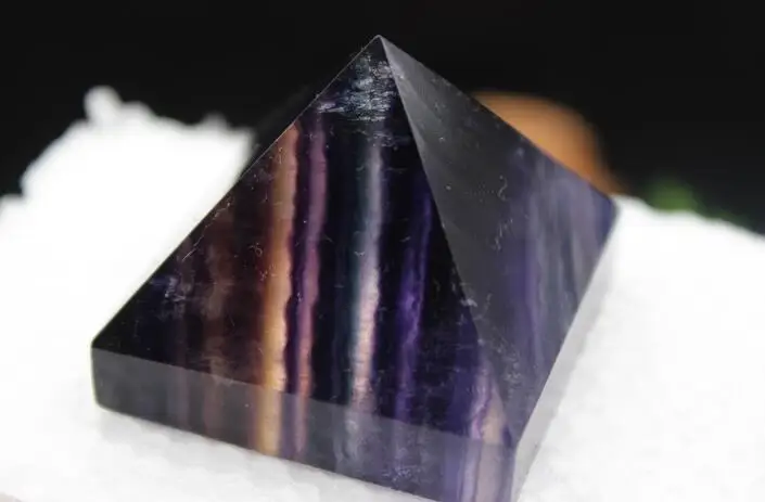 

Best+++76g Natural purple Stripe fluorite pure handmade pyramid is no polishing