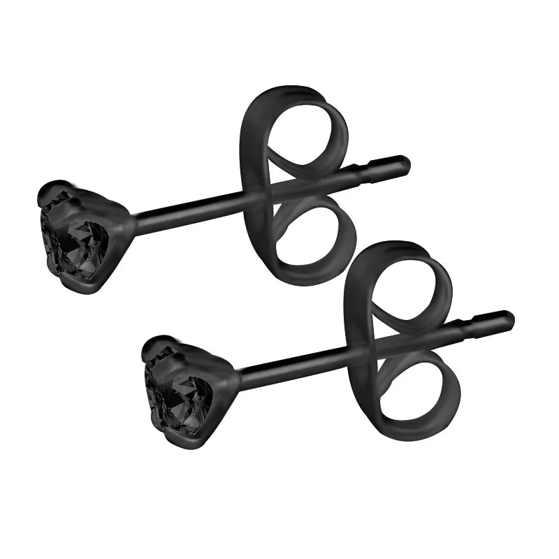 blackx1 pair 1 пара модные красивые мужские женские маленькие серьги-гвоздики Brincos Pentientes круглые циркониевые кристаллы из нержавеющей стали 6 цветов - Окраска металла: blackx1 pair
