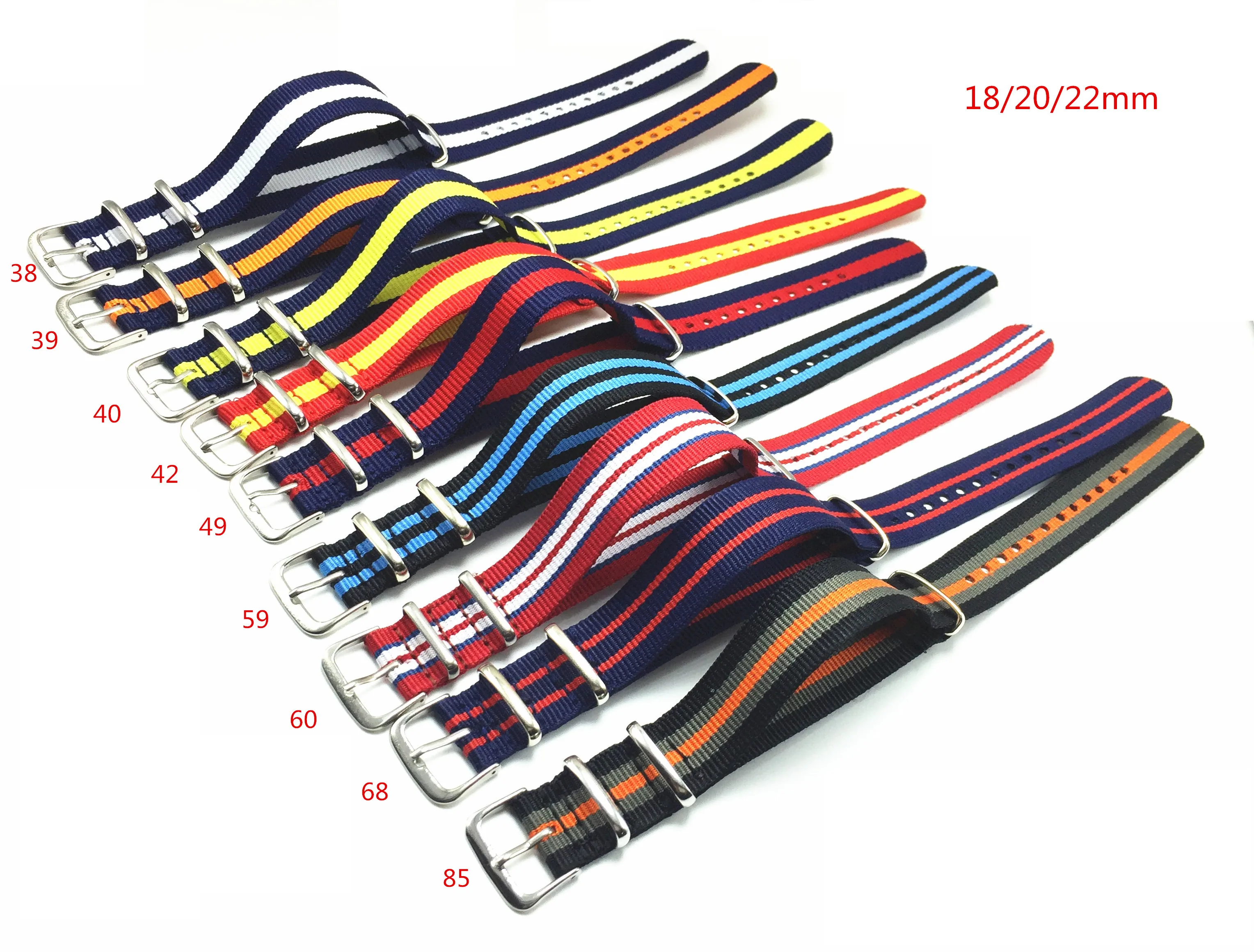 Нейлоновые армейские спортивные наручные часы Nato ремешок для часов 1 шт. 18 20 22