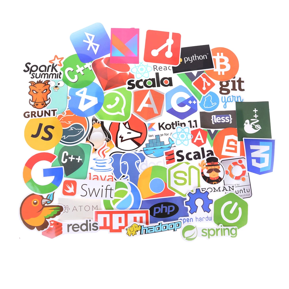 50 шт. для Стикеры автомобиля ноутбука DIY интернет Java JS Php Html Cloud Docker Биткоин язык