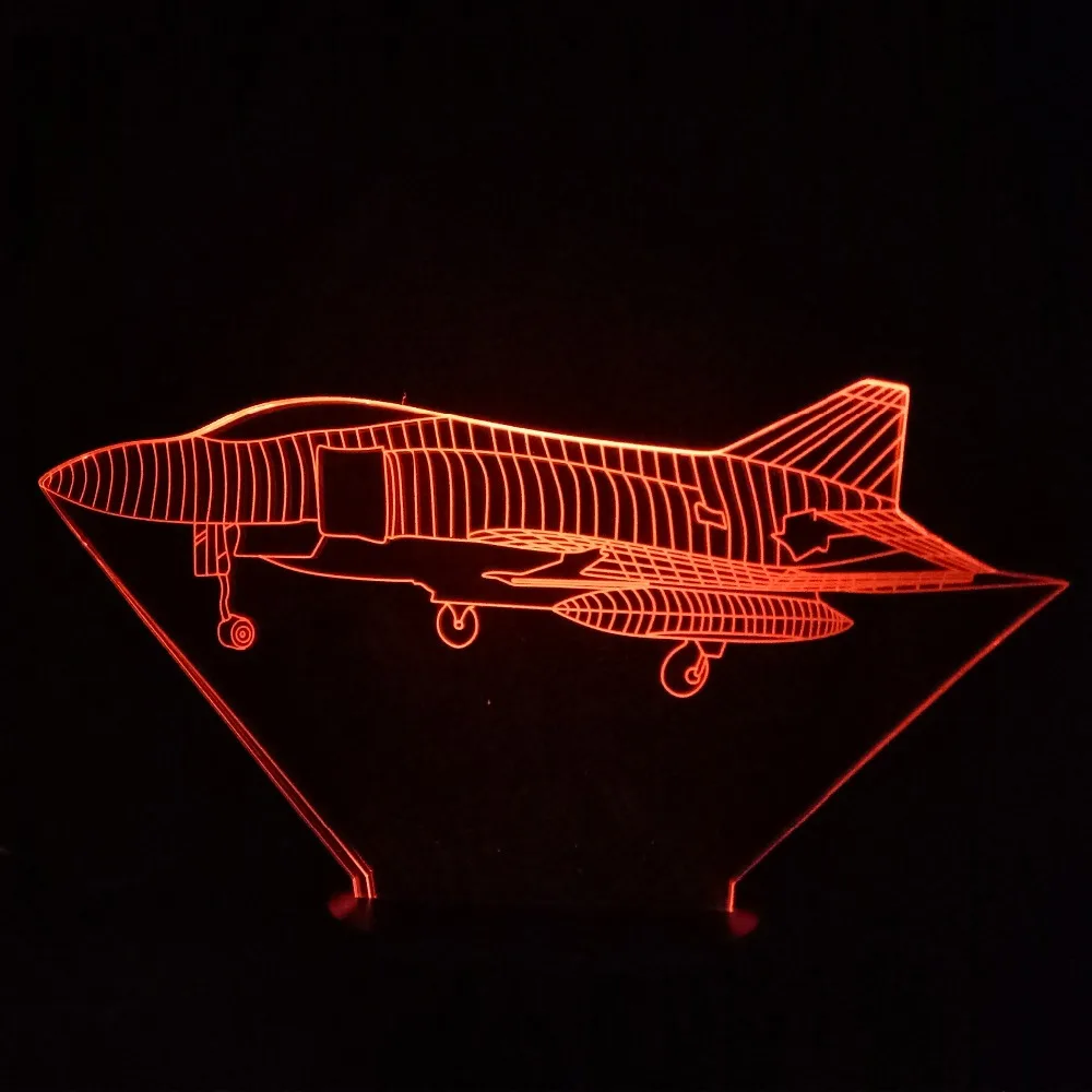 Новинка самолёт 3D светодиодные визуальные Красочные ночники USB ночник лампа для