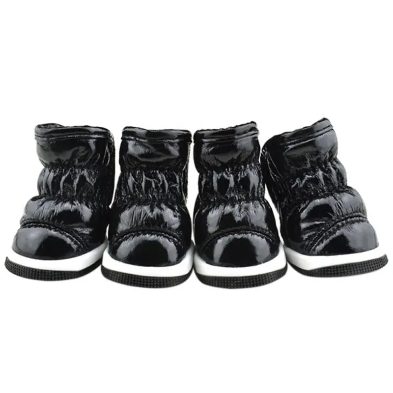 B Trendy Winter Ruffle Soft PU Leather Pet Small Dogs Booties Snow Boots Shoes pet dog shoes dog winter warm shoes XS-XL - Цвет: B
