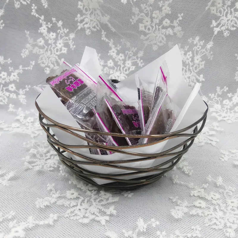 Креативная железная корзина для хранения закусок круглая посуда фруктов лоток в