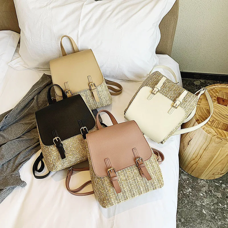 Соломенный женский рюкзак новый из искусственной кожи дизайнерский бренд для