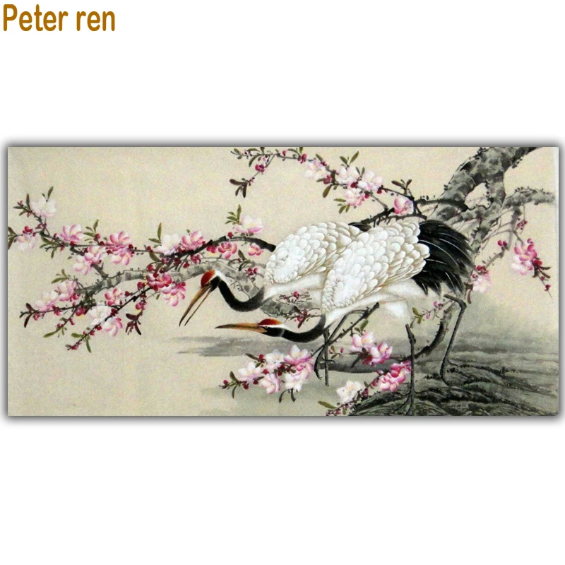 Картина слива и журавль алмазная вышивка сделай сам с цветами икона полным