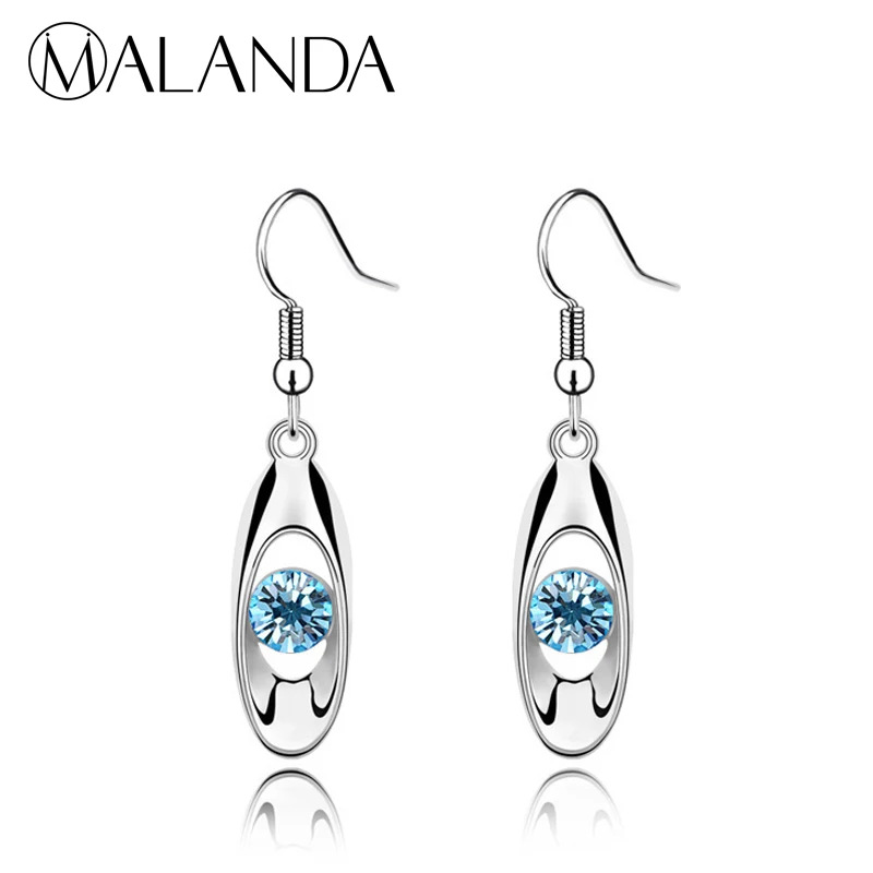 Malanda бренд 2017 Новая мода Длинные висячие серьги с кристаллом от Swarovski Висячие для