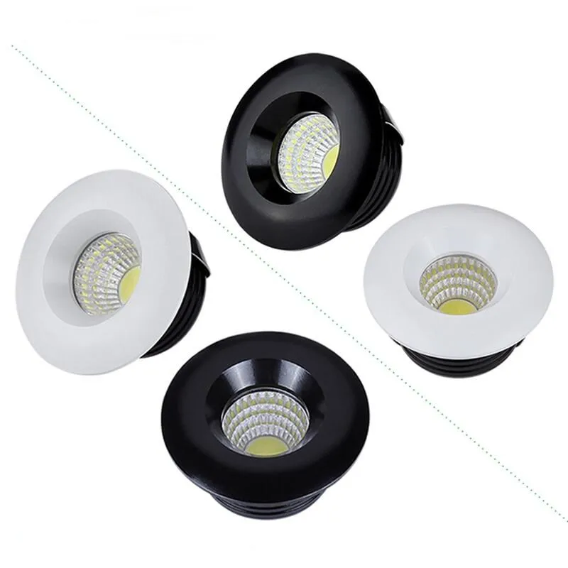 Dimmable 3 Вт 5 круглый COB мини точечный встраиваемый светильник белый корпус черный
