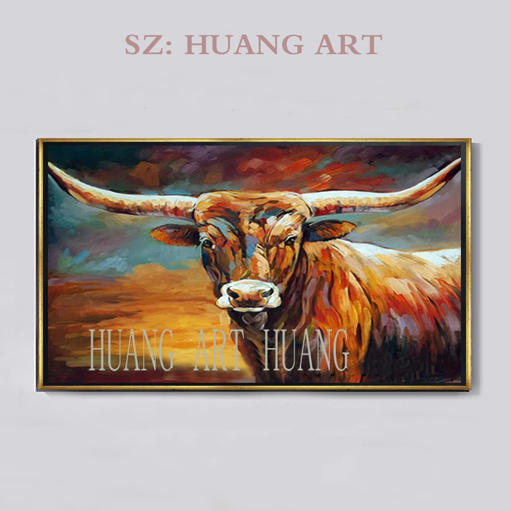 Ручная роспись палитра красочная корова холст картины абстрактные животные