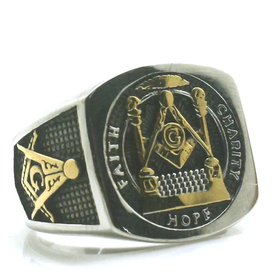 

Mens Boys 316L Stainless Steel Cool Hope Freemasons Ring Newest