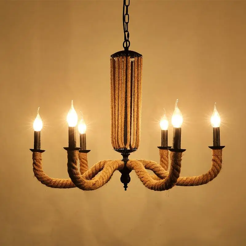 110 В 220 чердак железная веревка черная кованая люстра Plafondlamp Lamparas Colgantes Lampadario Cristallo