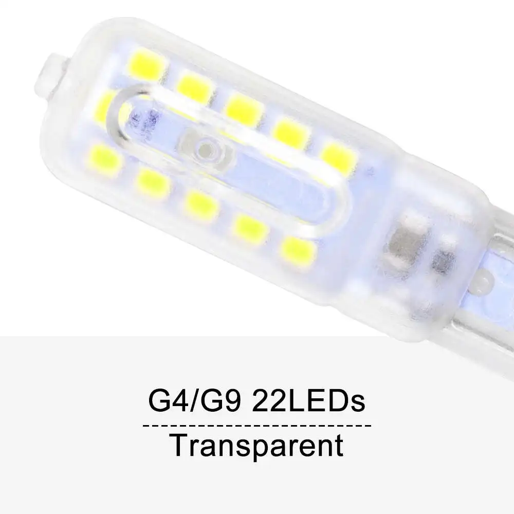 Transparent 22led WENNI светодиодный G4 диммируемая лампа 3 Вт лампада G9 светодиодный светильник 5 Вт Светодиодная лампа-Кукуруза свет 220 В люстра освещение 2835 SMD замена галогенной лампы - Испускаемый цвет: Transparent 22led