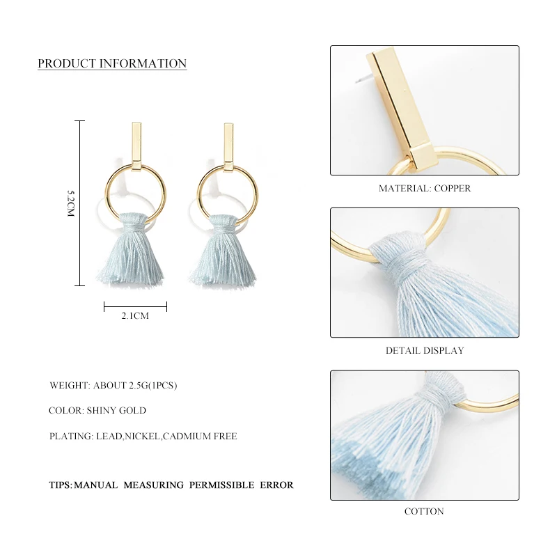 Серьги с кисточками женские Изящные Ювелирные украшения синими бахромами модные
