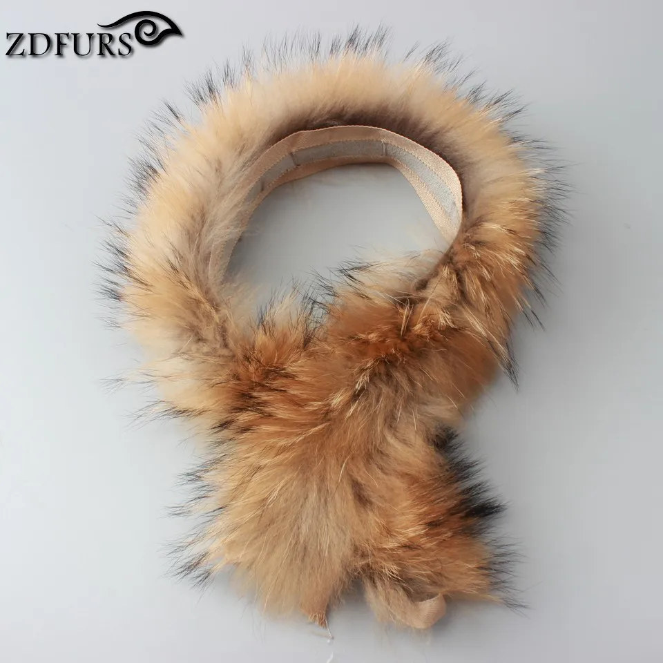 Женский меховой воротник из 100% натурального меха енота длинный зимний шарф 70 см с