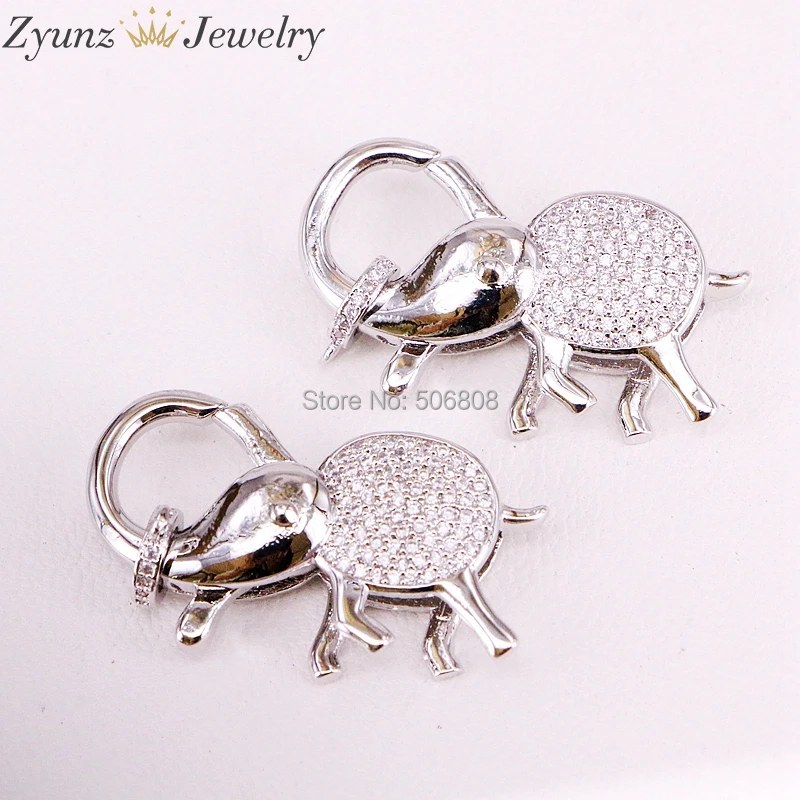5 шт. ZYZ324-9747 CZ Micro Pave слон Омар коготь застежка, кубический цирконий Pave слон разъем/застежка/ссылка, в смешанных цветов