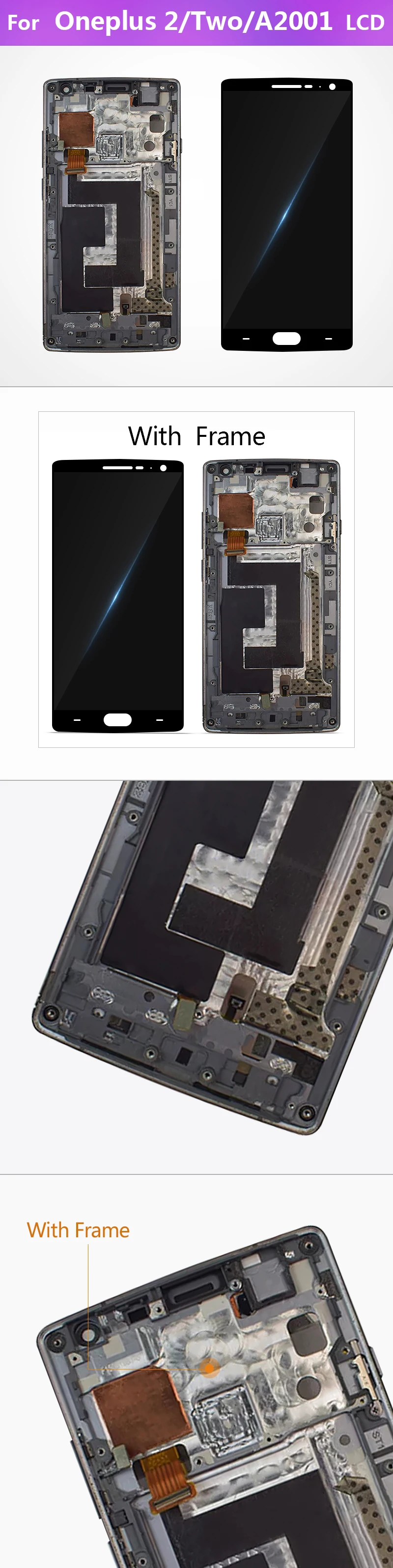 5," для Oneplus 2 A2001 lcd сенсорный экран дигитайзер запасной дисплей на замену частей с рамкой для Oneplus 1+ A2003 A2005
