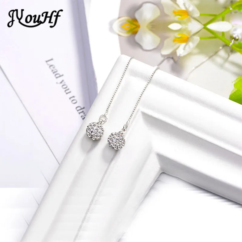 JYouHF модные длинные хрустальные жемчужные шарики Подвесные серьги для женщин