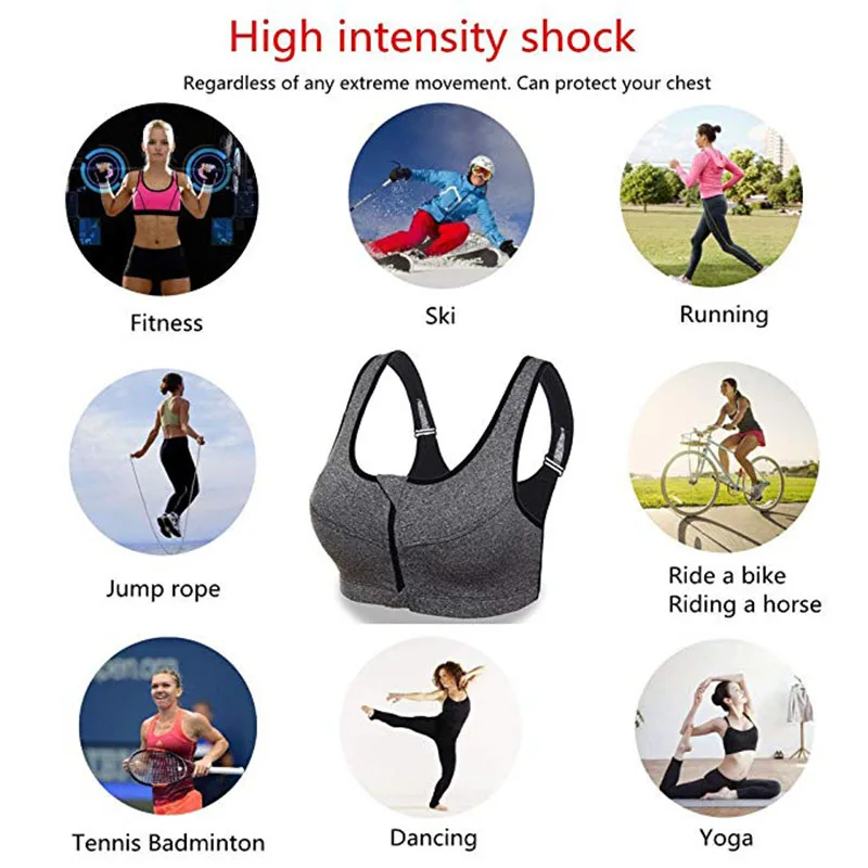 Женский спортивный бюстгальтер пуш ап на молнии бесшовный нижнее белье для