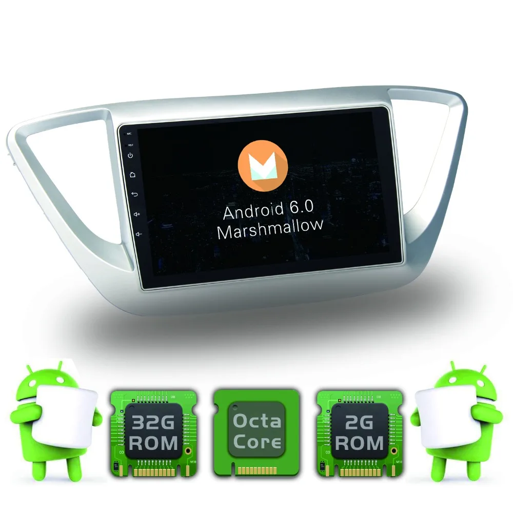 Dasaita 9 "Android 6.0 автомобиль GPS плеер для Hyundai VERNA SOLARIS с Octa core 2 ГБ RAM Авто Радио