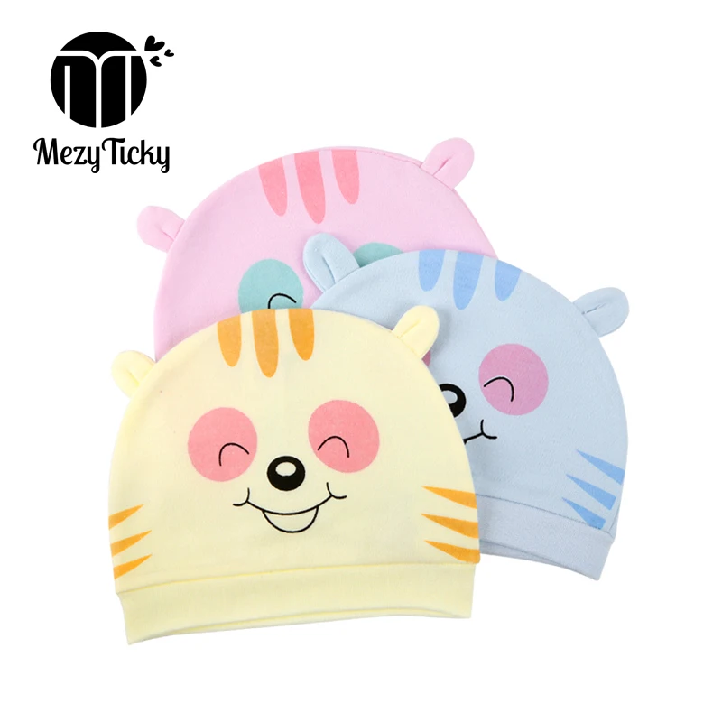 MezyTicky Summer 3pcs/pack Baby hat infant Cute Cotton Beanie hats for Newborns girls soft handmade quality Toddler Cartoon caps | Детская