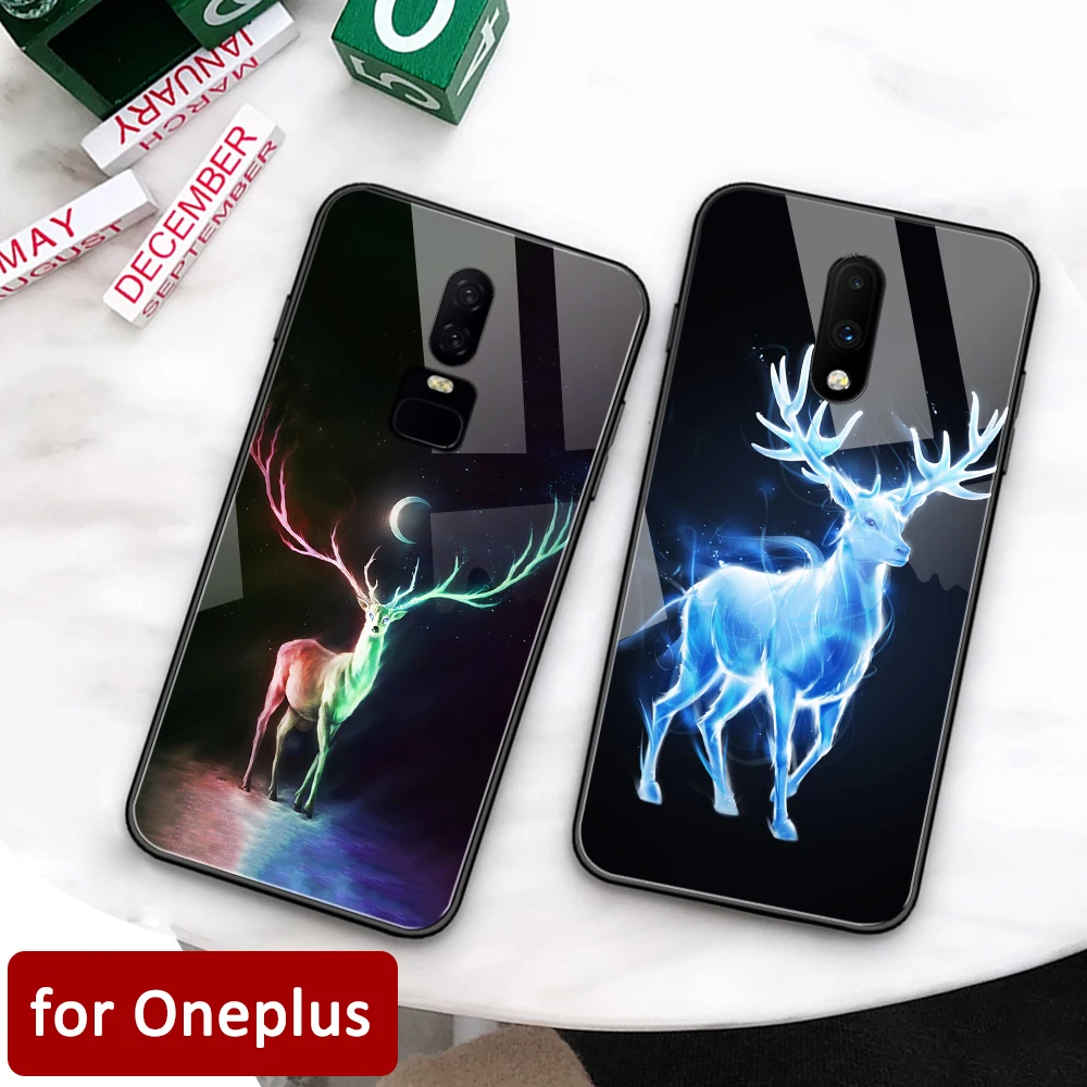 Чехол для Oneplus 6 t стеклянная задняя крышка artical animal deer coque 7 pro чехол 1 + 5 5T 6t