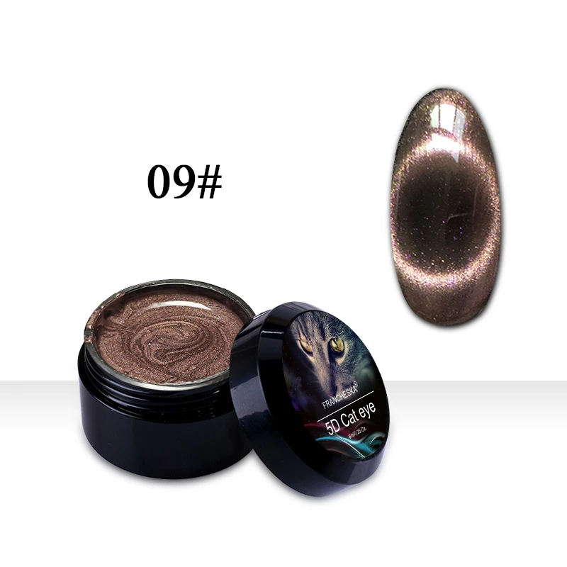 5D cat eye 09 Francheska Гель-лак для ногтей 5D эффект кошачьих глаз УФ-гель для ногтей отмачиваемый 13 цветов магнитный гель Nagels Лаки маникюрный лак - Цвет: 5D cat eye 09