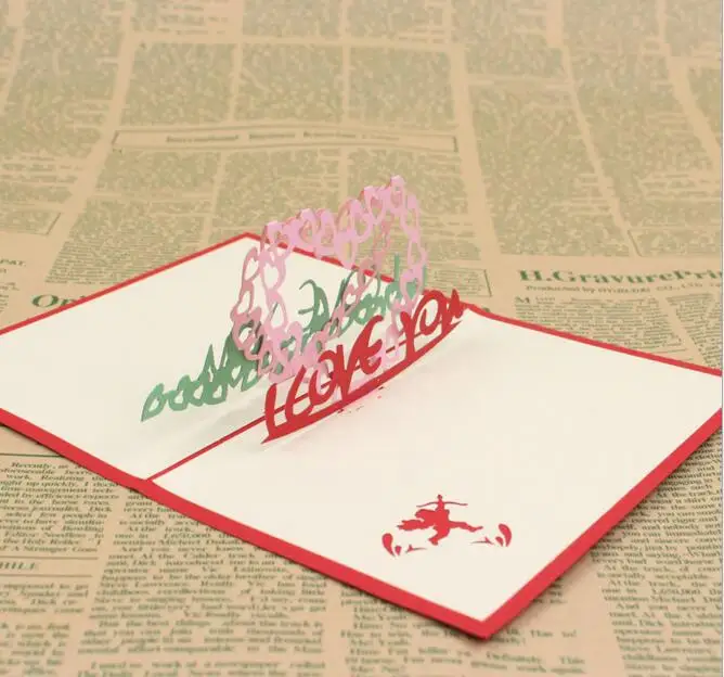 10 шт. 3D открытки с надписью I LOVE YOU Heart Киригами ручной работы Origami | Дом и сад