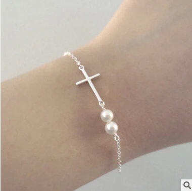 Женский браслет с имитацией жемчуга SL 015 новый модный простой золотистого и