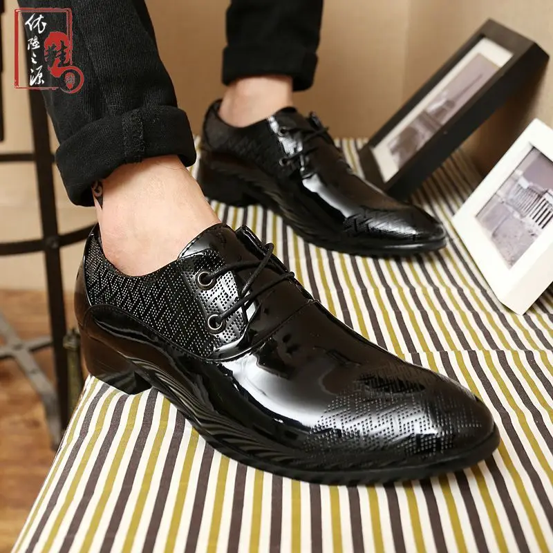 2014 new brand Men Shoes Leather splice Lace Up Business Moccasins Dress Wedding casual men shoes | Обувь