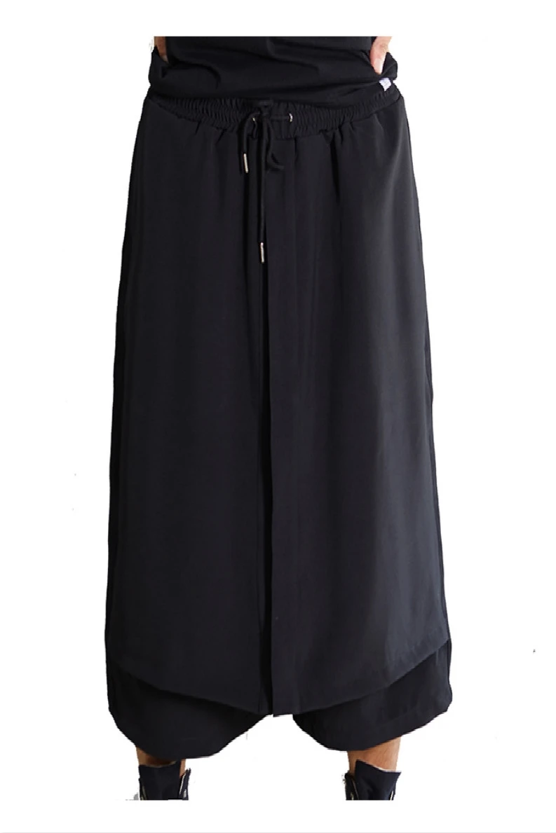 Men Pants Cotton Original Four Seasons Tide To Take A New Skirt Personality Catwalk Fake Two Nine Points Man Loose | Мужская одежда