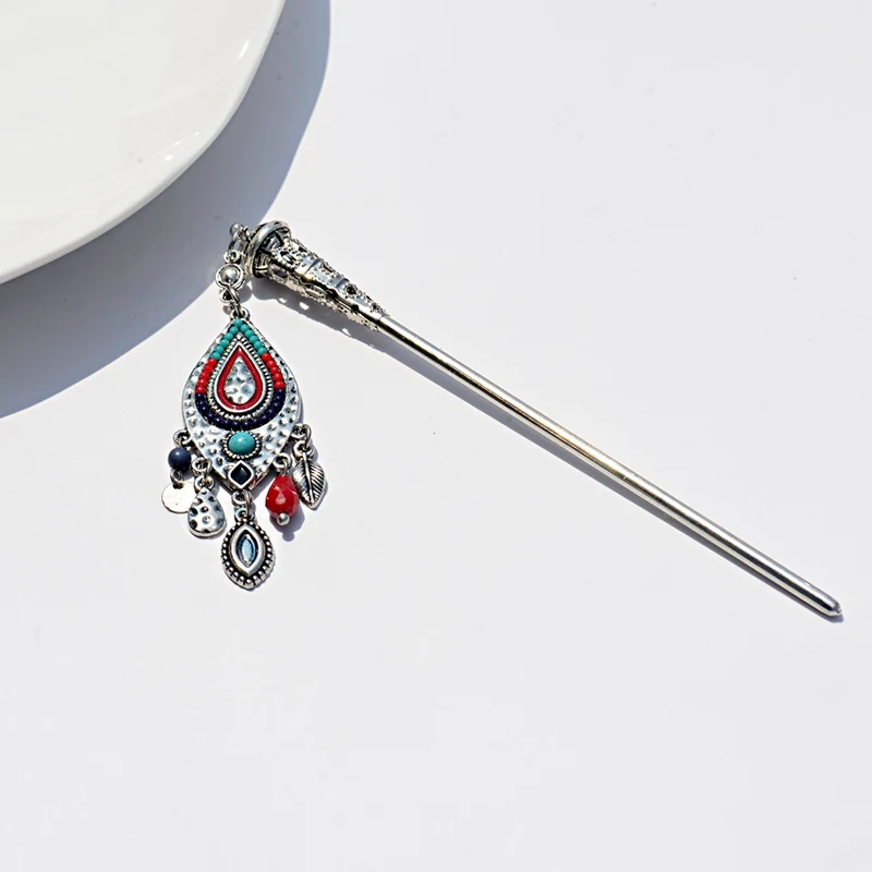 Женские заколки для волос в этническом стиле с синим колокольчиком индийская