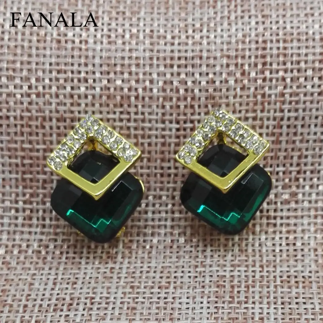 Rhinestone Geometric Stud Earrings Dangle Ear Earring Women Crystal | Украшения и аксессуары