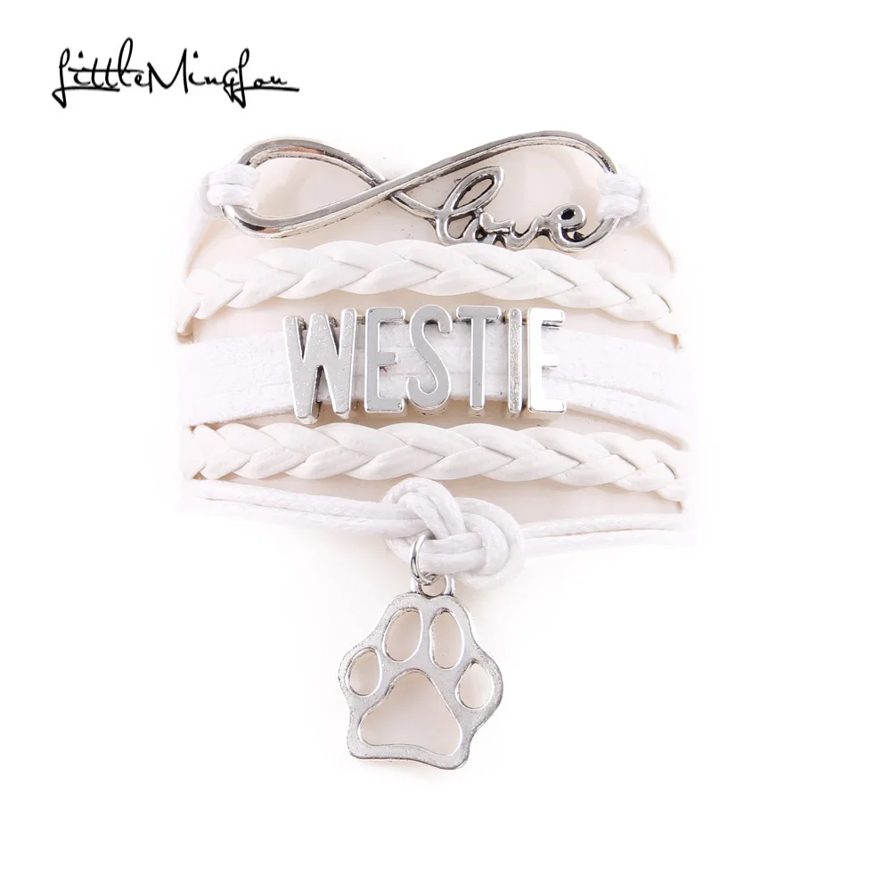 Little MingLou Infinity love westie браслет с фигуркой собаки pet амулет лапа кожа обёрточная бумага мужские браслеты и браслеты для женщин ювелирные изделия - Окраска металла: 4130b
