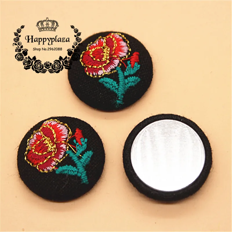 10 шт. 23 мм Цветочная вышивка покрытая тканью круглая с плоской спинкой для